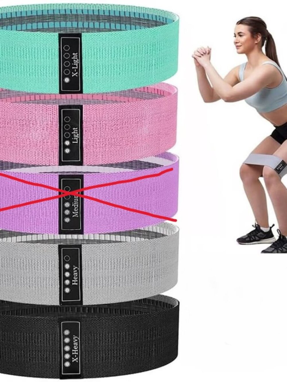 NEW 4 Pack Fabric Resistance Bands, Booty Bands